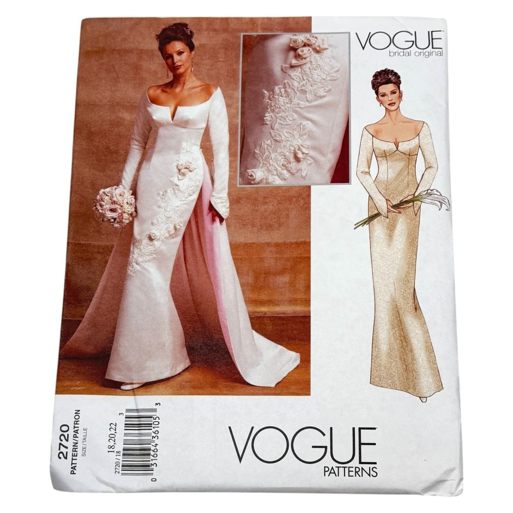 Vogue Pattern 2720 Wedding Dress Size 18‎ 20 22 Sewing Uncut